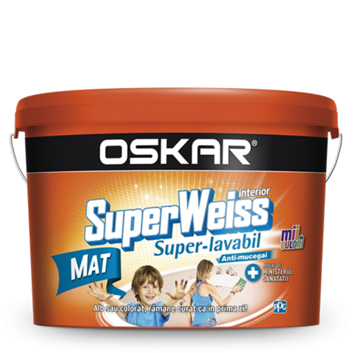 Vopsea superlavabila Oskar Superweiss Mat, alba, pentru interior 8.5 L [1]