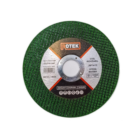 Unelte abrazive si pentru taiat - DISC DE TAIAT METAL/INOX 180x1.2x22.23 MM,ROTEK(VERDE) set 25 buc