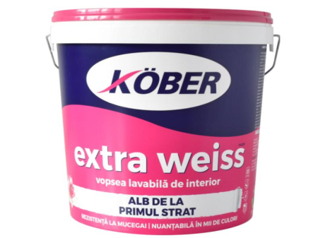 Vopsele si tencuieli - Vopsea lavabila interior, Kober, Extra Weiss, 15 litri, alb mat