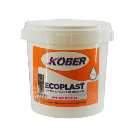 Vopsele pentru interior - Vopsea lavabila, Kober Ecoplast, efect antimucegai, pentru interior, Alb Mat, 40 kg