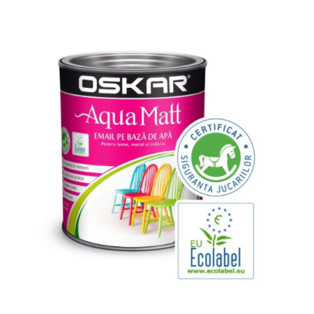 Vopsea pentru lemn / metal, Oskar Aqua Matt, interior / exterior, pe baza de apa,Alb Contemporan 0.6 L [2]