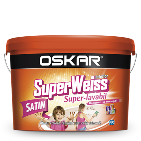Vopsele si tencuieli - Vopsea superlavabila alba pentru interior Oskar Superweiss Satin, 8.5 L