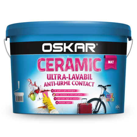 Vopsele pentru interior - Vopsea ultralavabila interior / exterior Oskar Ceramic mat, alb, 2.5 L