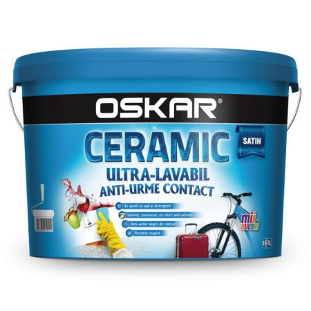 Vopsele pentru interior - Vopsea ultralavabila interior / exterior Oskar Ceramic satin, alb, 2.5 L