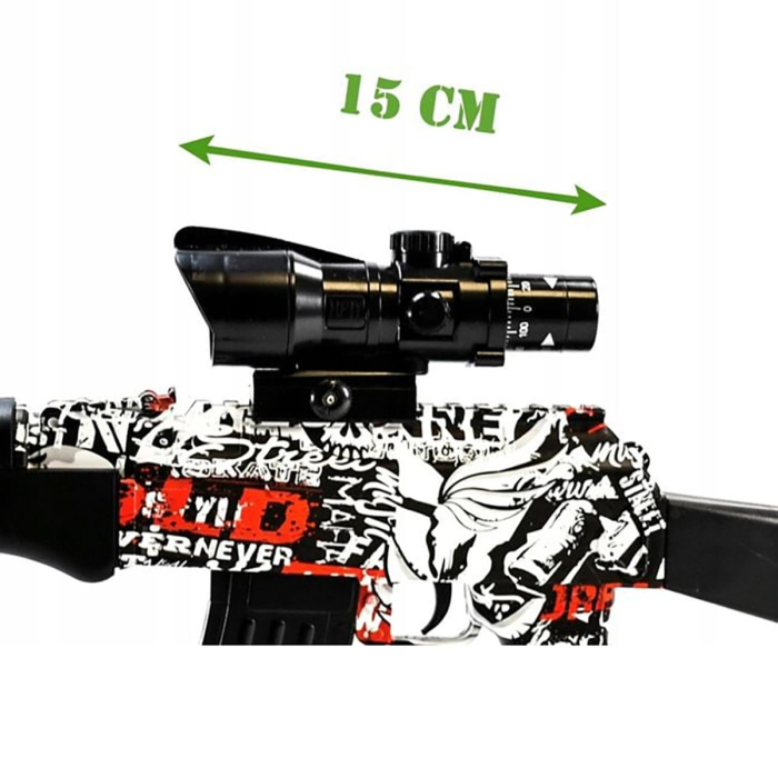 Pușcă de jucărie electrică AKM cu bile gel, tragere automată, cu lunetă și amortizor, încărcare USB [3]