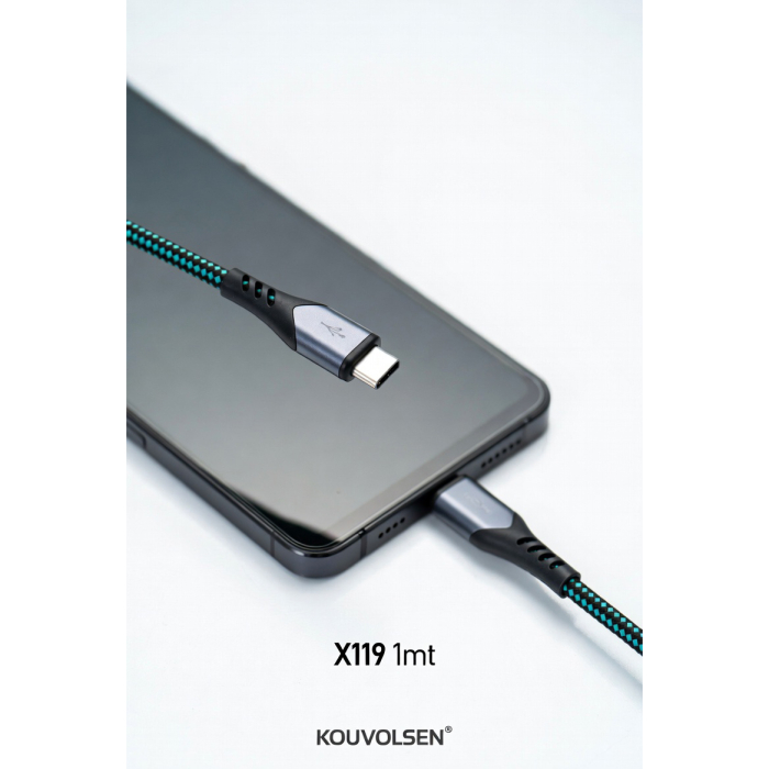 Cablu date și încărcare USB-C la USB-C, 60W, 1m, fast charge, transfer date 500Mb/s, cablu textil rezistent [2]