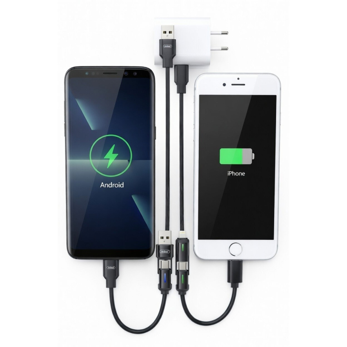 Cablu de date și încărcare 4 în 1, USB - Lightning / USB-C / USB-C, 120W, 1m, încărcare rapidă [2]