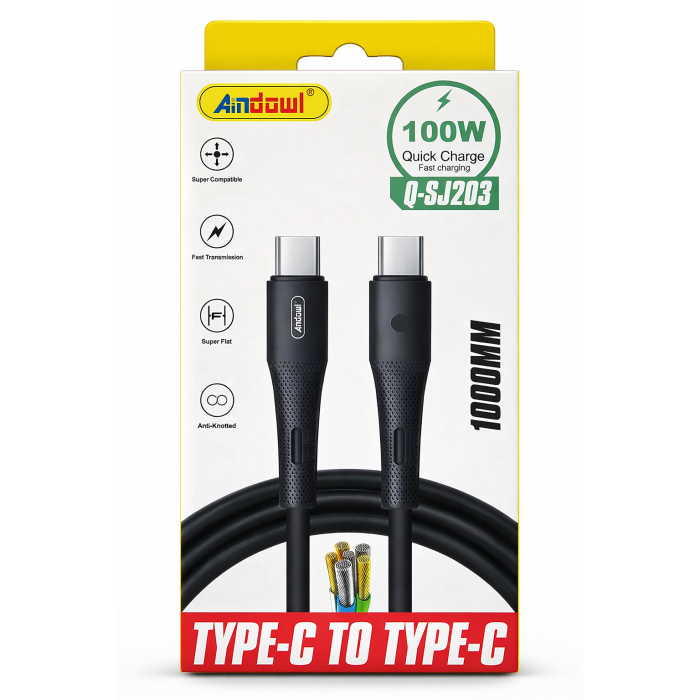 Cablu de date și încărcare USB-C - USB-C, 100W, 1m, încărcare rapidă, fast charge, cablu rezistent, Alb [3]