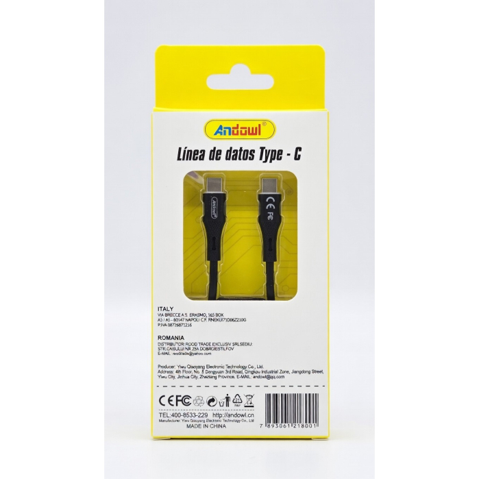 Cablu de date și încărcare USB-C - USB-C, 100W, 1m, încărcare rapidă, fast charge, cablu rezistent, Negru [2]