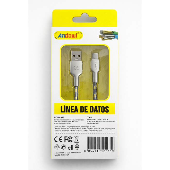Cablu de date și încărcare USB - USB-C, 3A, 1m, încărcare rapidă, cablu textil rezistent [4]