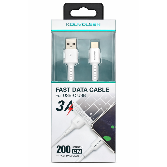 Cablu de date și încărcare USB - USB-C, 3A, 2m, fast charge, transfer date rapid [2]