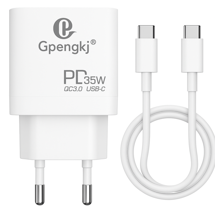 Încărcător laptop și telefon USB-C 35W PD + USB QC3.0 cu cablu Type-C 2m inclus, fast charge [1]