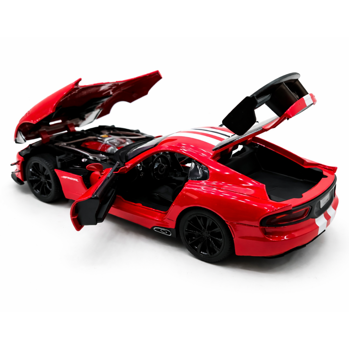 Machetă Auto Dodge Viper SRT Roșu cu Dungi Albe, Metal, Scara 1:24 [5]