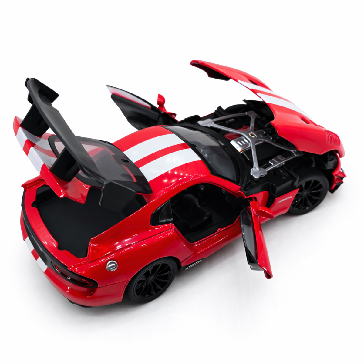 Machetă Auto Dodge Viper SRT Roșu cu Dungi Albe, Metal, Scara 1:24 [6]