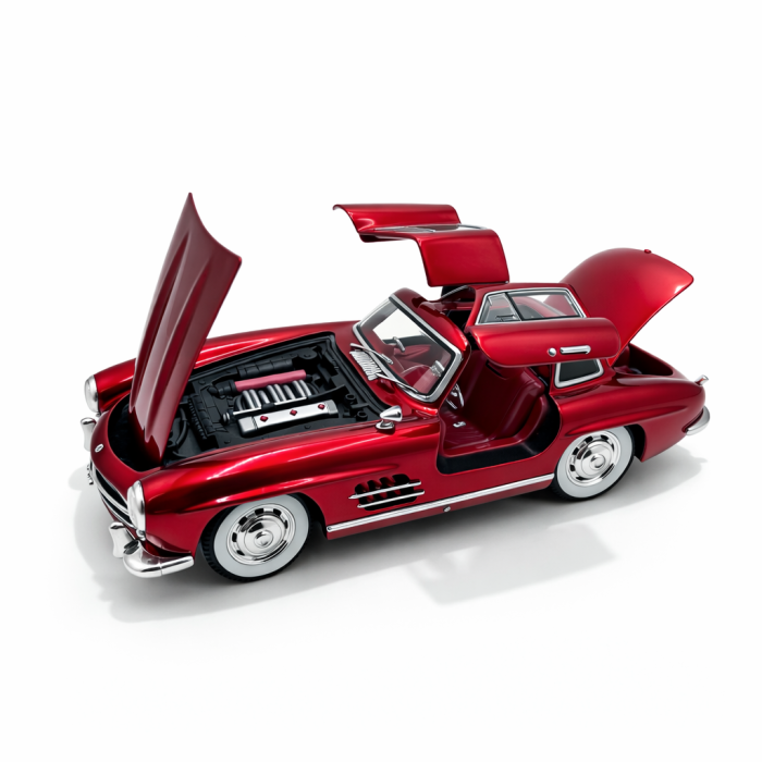 Machetă Auto Mercedes-Benz 300 SL Gullwing Roșu Metalic, Metal, Scara 1:24 [3]