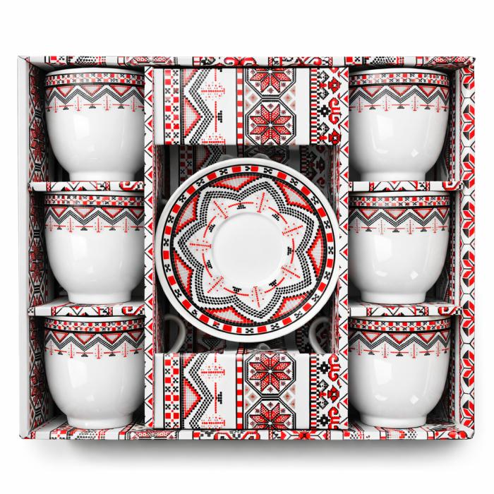 Set 6 cești cu 6 farfurioare, motive tradiționale românești, 150 ml [2]