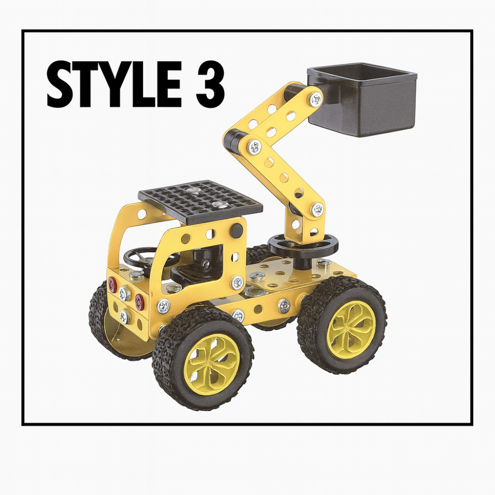 Set construcție metalic STEM 6 în 1, vehicule utilaje, 146 piese, unelte incluse, model educativ, 8+ ani [4]