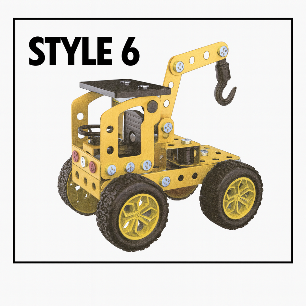 Set construcție metalic STEM 6 în 1, vehicule utilaje, 146 piese, unelte incluse, model educativ, 8+ ani [7]