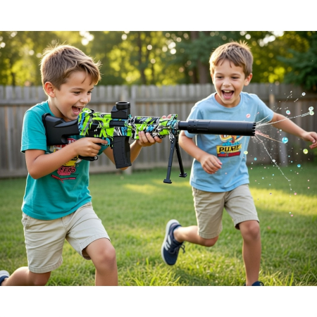 Pușcă de jucărie electrică cu bile gel, tragere automată, model M249, cu lumină, încărcare USB [6]