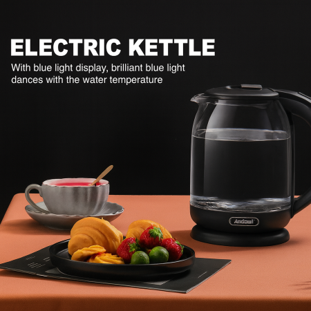 Fierbător electric din sticlă 1.8L, 1500W, iluminare LED, fierbere rapidă [2]