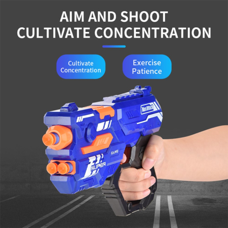 Pistol tip NERF GUN de jucărie cu gloanțe moi EVA, încărcător, tragere manuală, set cu 14 proiectile [5]