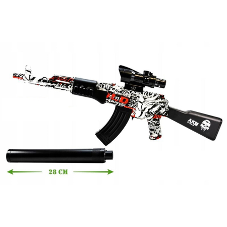 Pușcă de jucărie electrică AKM cu bile gel, tragere automată, cu lunetă și amortizor, încărcare USB [3]