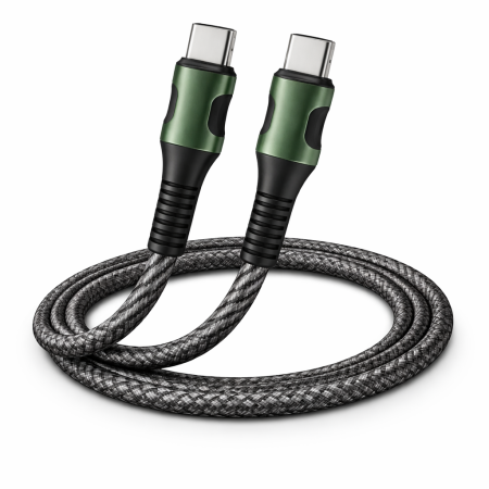 Cabluri - Cablu date și încărcare USB-C la USB-C, 60W, 1m, fast charge, transfer date 500Mb/s, cablu textil rezistent