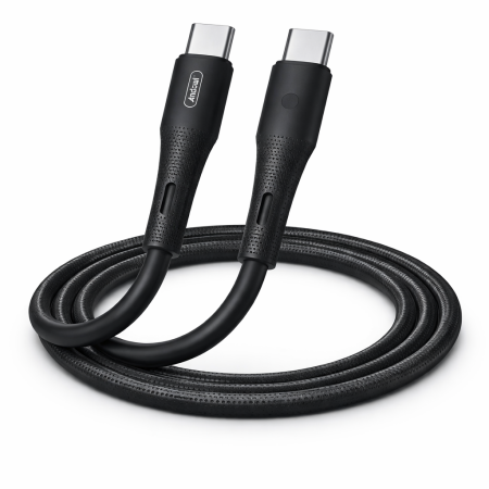 Cabluri - Cablu de date și încărcare USB-C - USB-C, 100W, 1m, încărcare rapidă, fast charge, cablu rezistent, Negru
