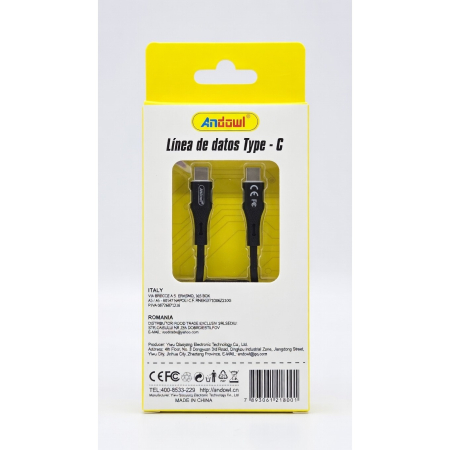 Cablu de date și încărcare USB-C - USB-C, 100W, 1m, încărcare rapidă, fast charge, cablu rezistent, Negru [1]