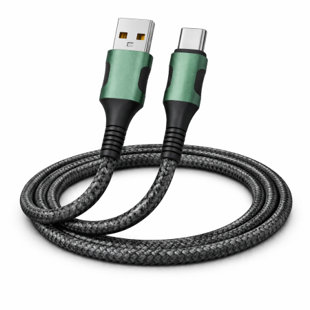 Cabluri - Cablu de date și încărcare USB - USB-C, 2.4A, 1m, fast charge, cablu textil rezistent