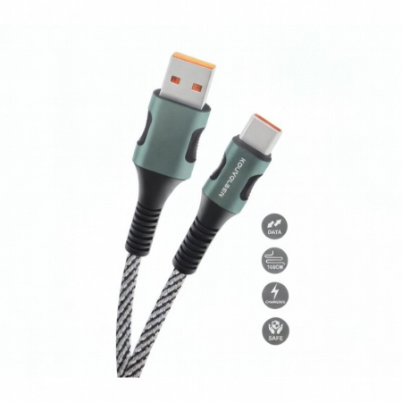 Cablu de date și încărcare USB - USB-C, 2.4A, 1m, fast charge, cablu textil rezistent [1]
