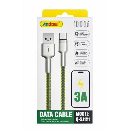 Cablu de date și încărcare USB - USB-C, 3A, 1m, încărcare rapidă, cablu textil rezistent [2]