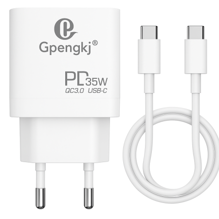 Accesorii Telefoane - Încărcător laptop și telefon USB-C 35W PD + USB QC3.0 cu cablu Type-C 2m inclus, fast charge