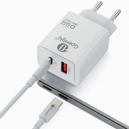 Încărcător laptop și telefon USB-C 35W PD + USB QC3.0 cu cablu Type-C 2m inclus, fast charge [1]