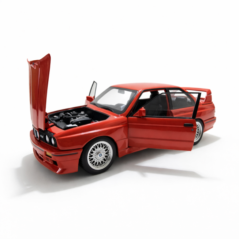 Machetă Auto BMW M3 E30 Roșu Metalizat, Metal, Scara 1:24 [4]