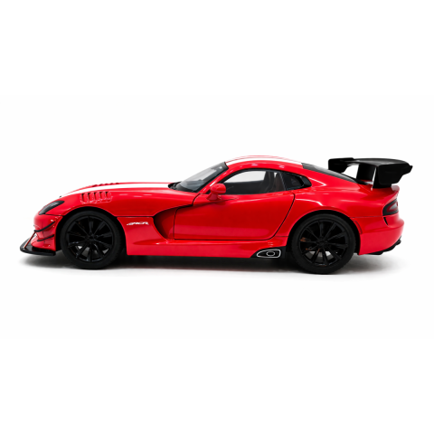 Machetă Auto Dodge Viper SRT Roșu cu Dungi Albe, Metal, Scara 1:24 [2]