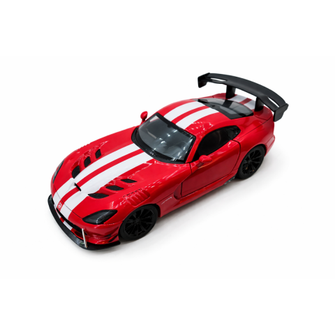 Machete Auto - Machetă Auto Dodge Viper SRT Roșu cu Dungi Albe, Metal, Scara 1:24