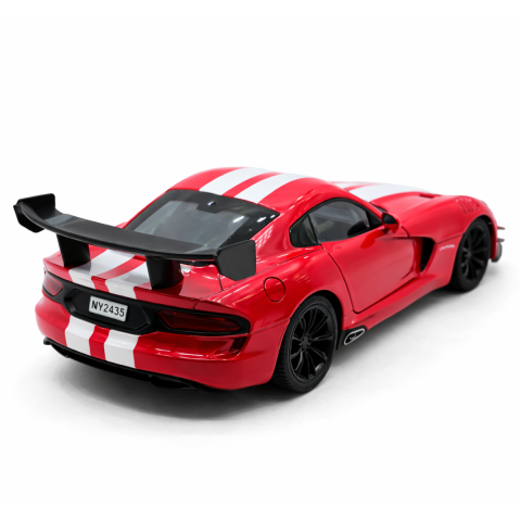 Machetă Auto Dodge Viper SRT Roșu cu Dungi Albe, Metal, Scara 1:24 [3]