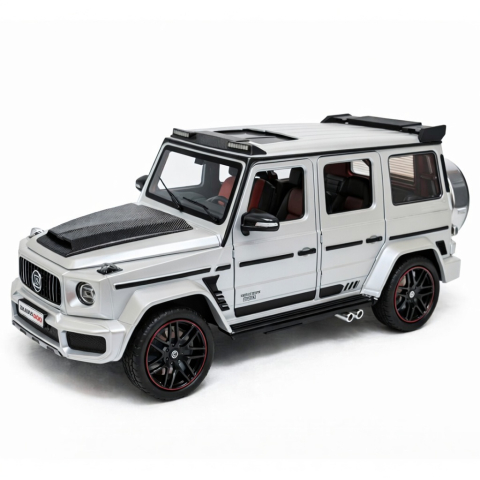 Machete Auto - Machetă Auto Mercedes-Benz G-Class Brabus 800 Alb, Metal, Scara 1:24