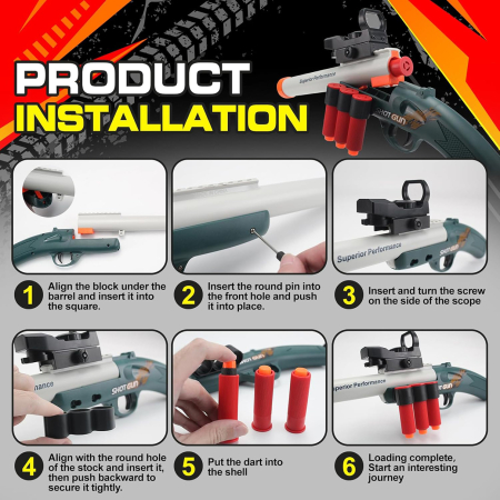 Pușcă de jucărie tip NERF GUN, ejectare cartușe, efect realist, accesorii incluse, multicolor [5]