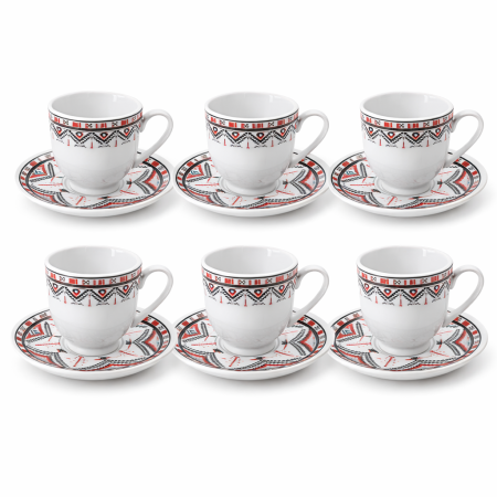 Set 6 cești cu 6 farfurioare, motive tradiționale românești, 150 ml [6]
