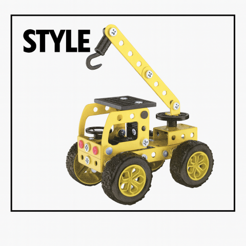 Set construcție metalic STEM 6 în 1, vehicule utilaje, 146 piese, unelte incluse, model educativ, 8+ ani [4]