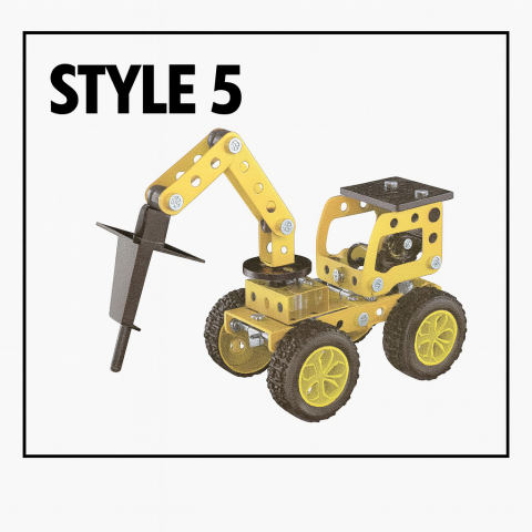 Set construcție metalic STEM 6 în 1, vehicule utilaje, 146 piese, unelte incluse, model educativ, 8+ ani [5]