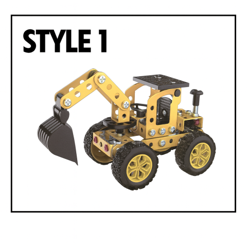 Set construcție metalic STEM 6 în 1, vehicule utilaje, 146 piese, unelte incluse, model educativ, 8+ ani [1]