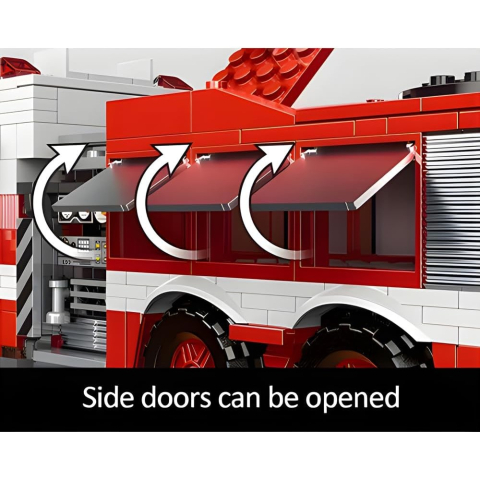 Set de Construcit din 711 piese - Mașină de Pompieri cu Scară Rotativă, pentru copii 6+ [5]