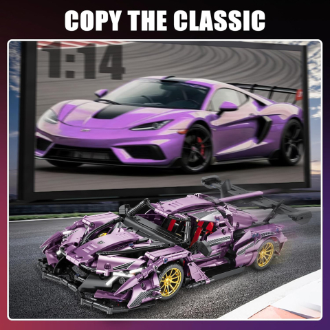 Set de Construit din 1266 piese - supercar Chevrolet Corvette C8, scară 1:14 [5]