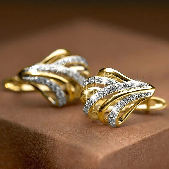 Cercei stil vintage geometrici, placati cu aur de 18 K, cu cristale de zirconiu [2]