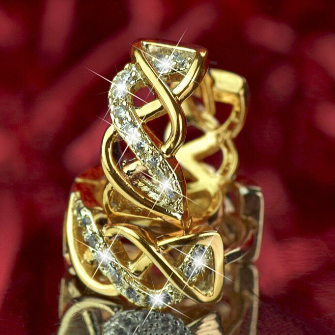 Cercei vintage cu model infinit, CAOSHI, placati cu aur de 18 K, cristale de zirconiu, 1, 4x0, 3cm [2]