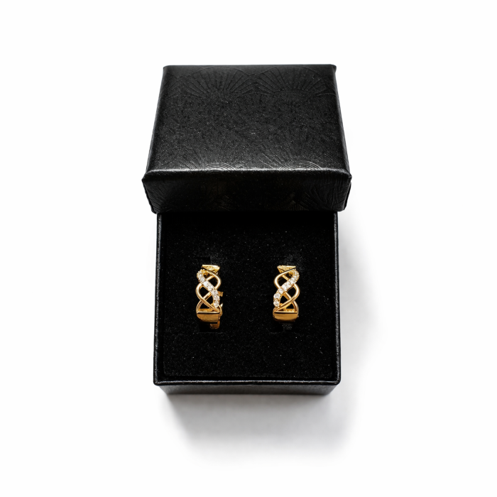 Cercei vintage cu model infinit, CAOSHI, placati cu aur de 18 K, cristale de zirconiu, 1, 4x0, 3cm [6]