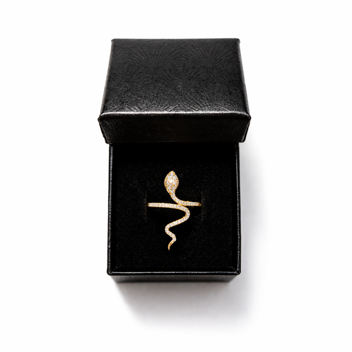 Inel sarpe placat cu aur de 18 K, cristale zirconiu, CAOSHI, colectia Mystique, marime 6 [6]